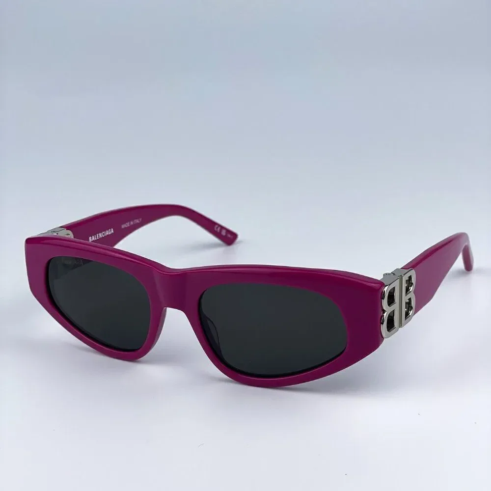 NEW Balenciaga BB0095S 017 Fuchsia Pink Silver Grey Cat Eye Unisex Sunglasses - Picture 9 of 13